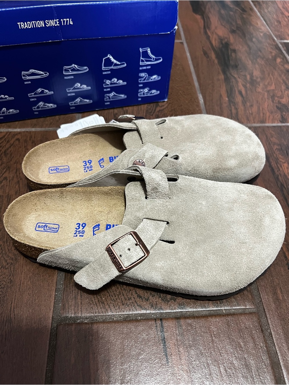 Birkenstock Boston Taupe Suede Clogs Womens EU 39 US 8/8.5 - Picture 2 of 9